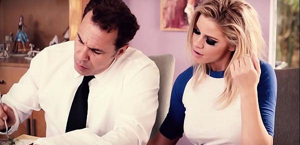  Naughty blonde Jessa Rhodes wanted husbands big dick and she swallowed it